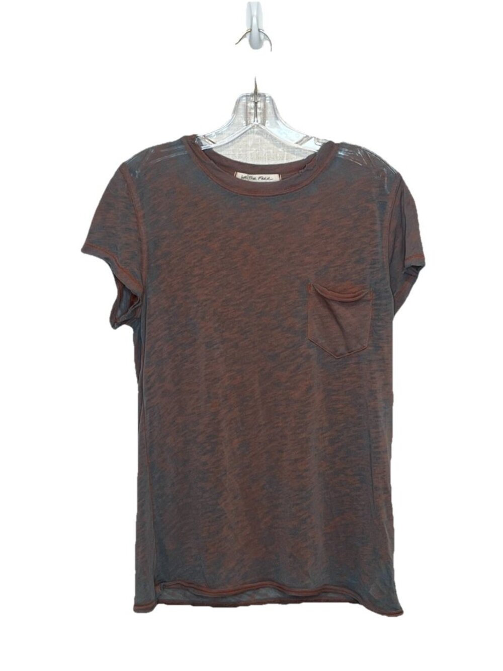 We the Free People Pocke Tee M Brown Gray Burnout Distressed Grunge Boho